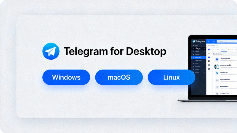 Telegram官方网站桌面版下载页面截图，显示Windows、macOS、Linux的下载按钮