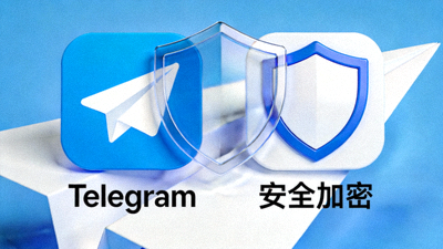 展示Telegram官方应用图标与安全盾牌标识，强调安全性